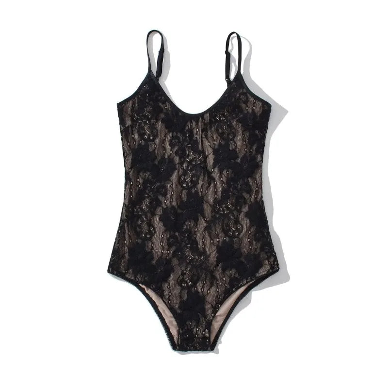 Sexy See-Through Lace Backless Bodysuit – Spaghetti Strap Slim Fit Romper Playsuit 🔥👗