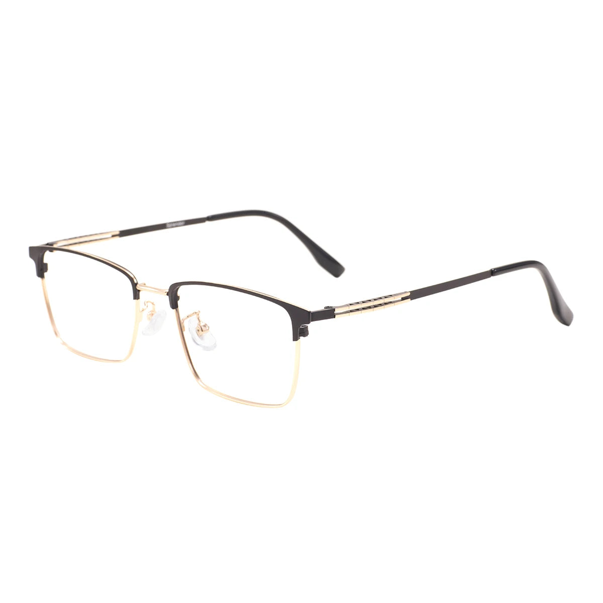 Rectangular Metal Browline Glasses Frame – Comfortable Large Full Rim Business Eyewear for Men