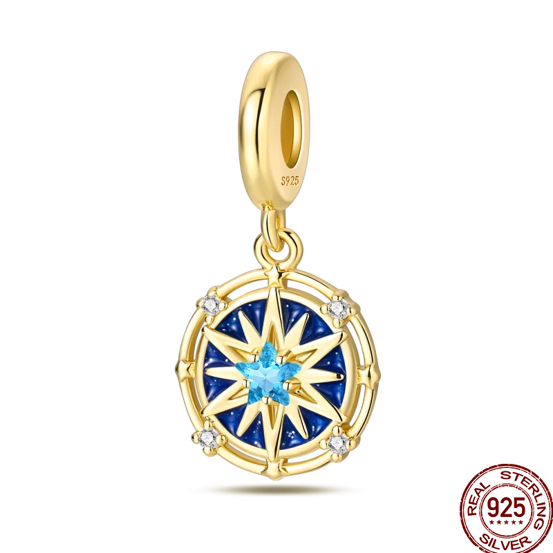 925 Sterling Silver Golden Zircon Saturn Flower Butterfly Charm Bead Fit 3MM Original Bracelet Women DIY Jewelry