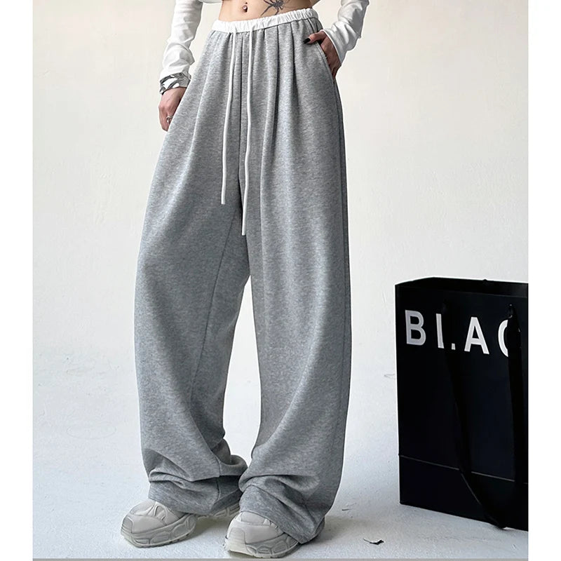 2024 Women’s Autumn Chic Korean Streetwear High Waist Baggy Sweatpants | Wide Leg Hip Hop Trousers
