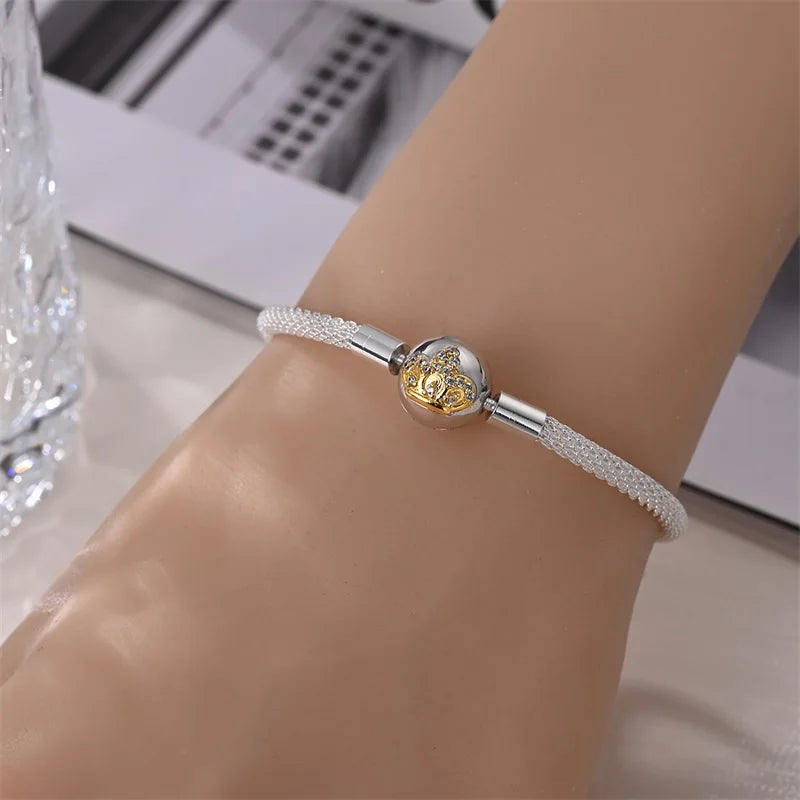 925 Sterling Silver Rainbow Leather Braided Bracelet | Eternal Love Stars & Moon Charm – DIY Women’s Beaded Jewelry Gift