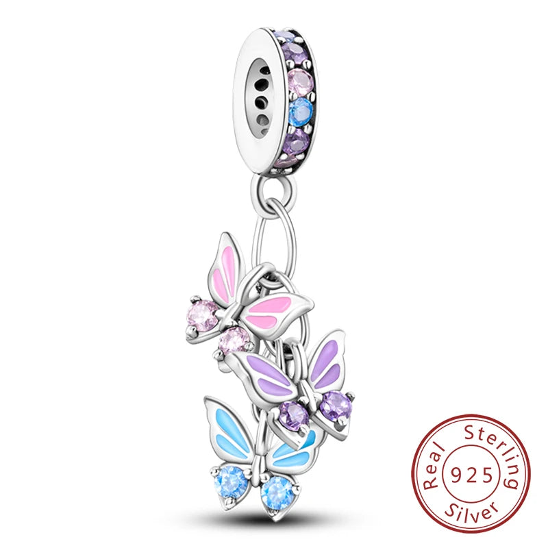 New 925 Sterling Silver Four-Leaf Clover Green Charm Bead | Lucky Pendant for Original Bracelet Jewelry Gift