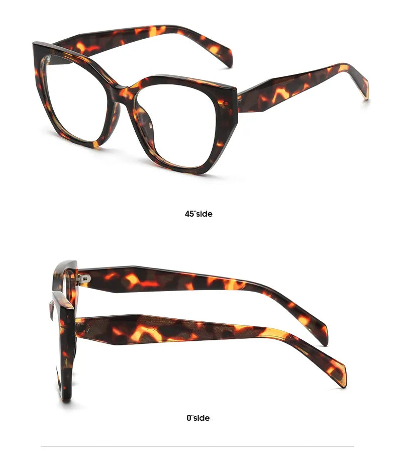 Luxury Cat Eye Myopia Glasses 👓 Tortoiseshell Oversize Anti-Blue Light