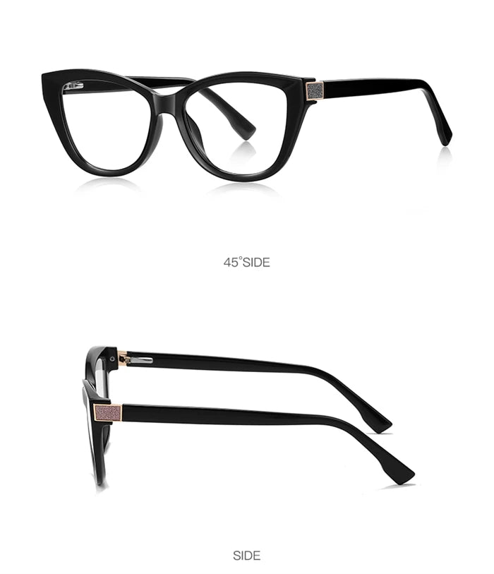 Fashion Women Myopia Glasses – Big Frame TR90 Anti-Blue Light Luxury Cat Eye | Custom Prescription Eyewear 0 to -6.0