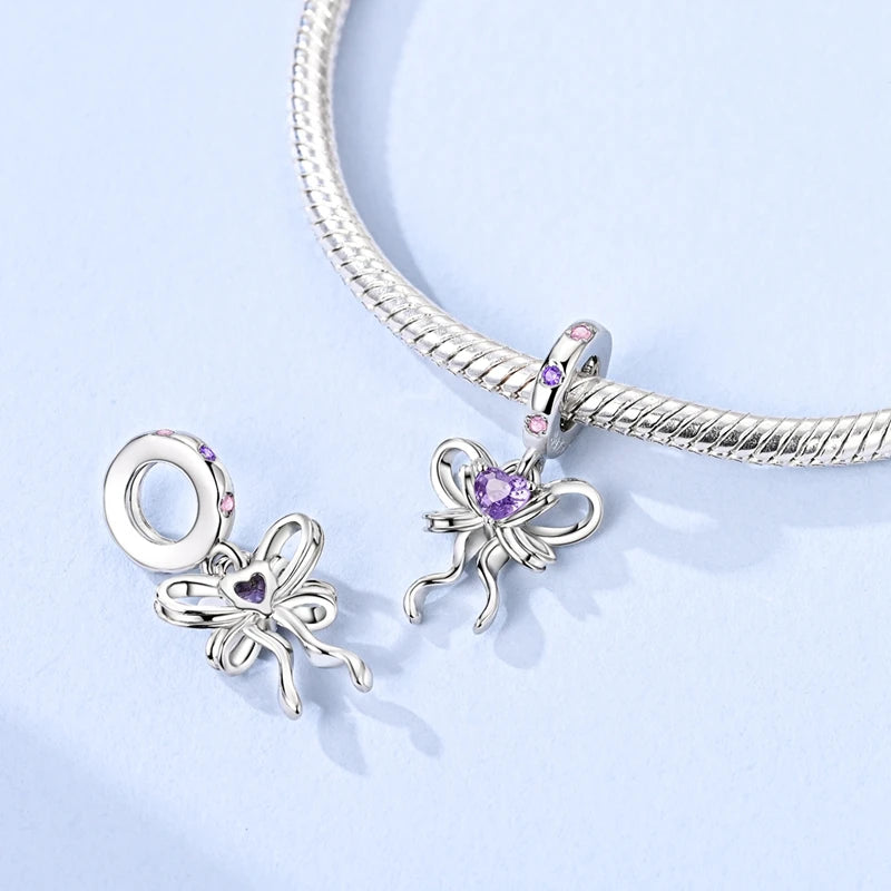 925 Sterling Silver Ballet Shoes & Perfume Bottle Charms | Bow Beads Fit Original Bracelet Pendant DIY Fine Jewelry for Women