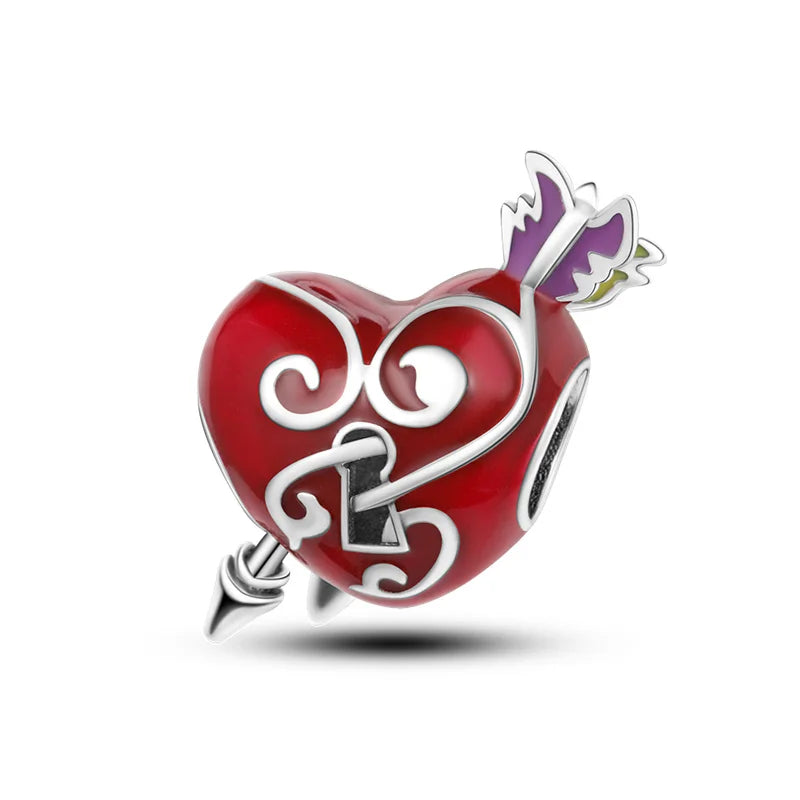 925 Sterling Silver Heart-Shaped Moon Rose Beads Charm | Classic Random Blind Bag | Affordable DIY Bracelet Jewelry Gift