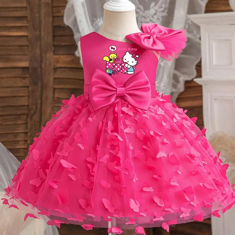 Hello Kitty Girls Princess Butterfly Dress – Toddler Birthday, Wedding & Christmas Party Luxury Gown for Kids