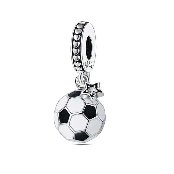 925 Sterling Silver Sports Charm Beads | Baseball & Football Pendant for Original Bracelets & Necklaces DIY Jewelry Gift for Women