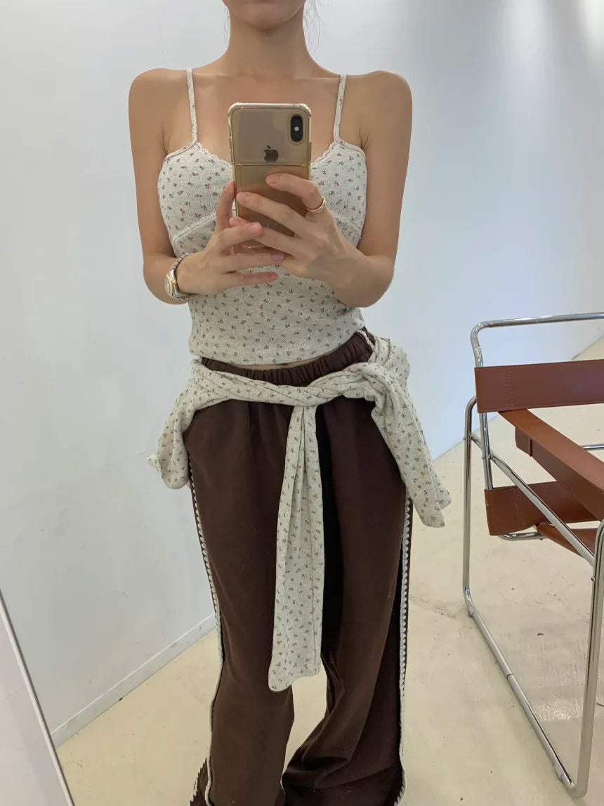 Chic Autumn Winter Loose Casual Pants – Color Block Side Stripe Floral Women Sweatpants Long Trousers