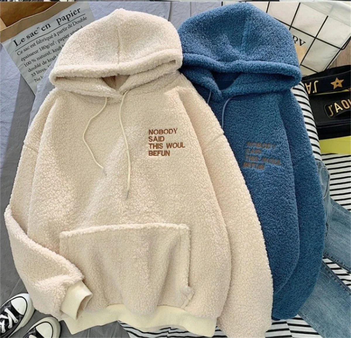 Women's Korean Loose Hoodie | Autumn Winter Letter Print Sweatshirt | Casual Warm Long Sleeve Streetwear Top