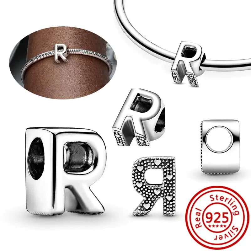 925 Sterling Silver A–Z Alphabet Letter Charms | Gold & Silver Beads for Women DIY Bracelet Jewelry