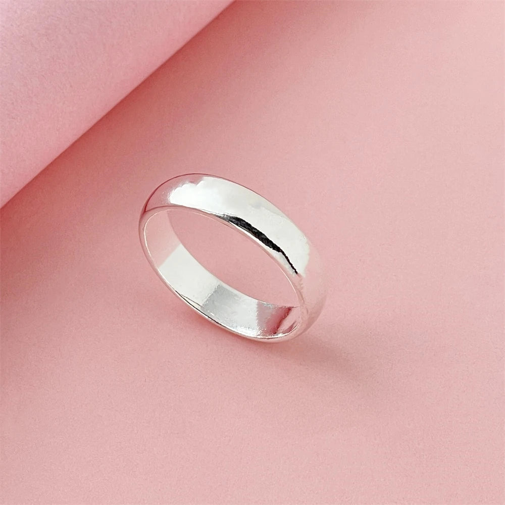 925 Sterling Silver Smooth Round Ring – Fashion Jewelry for Women, Sizes 5-11
