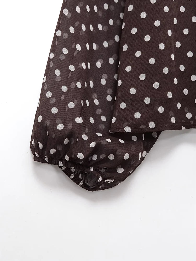 Women’s Vintage Polka Dot Blouse – Bow Detail Long Sleeve Casual Elegant Top 👚✨