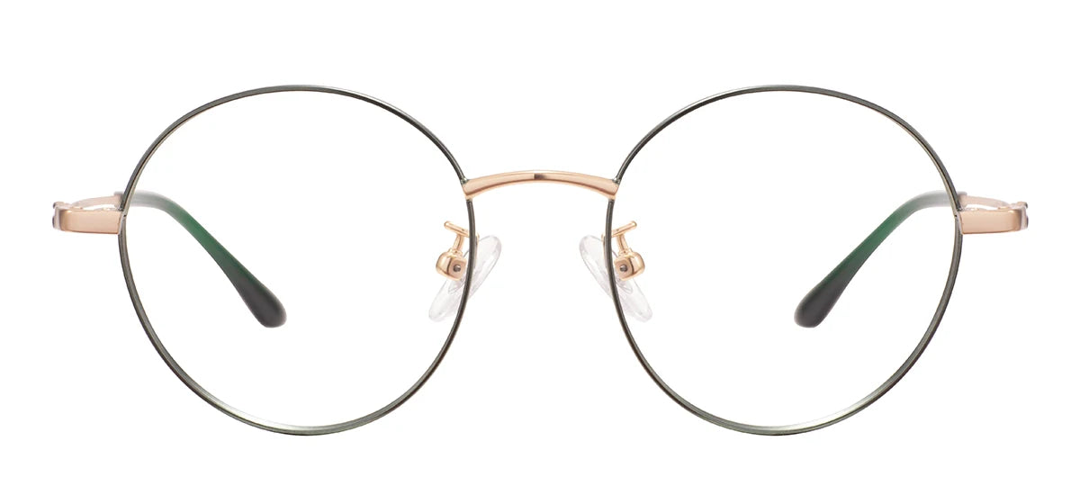 Colorful Round Metal Pink Glasses Frame – Luxury Unisex Full Rim Prescription Eyewear
