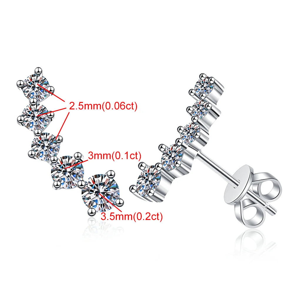 Real D Color Moissanite Diamond Earrings GRA Certified | 925 Sterling Silver Sparkling Studs for Women