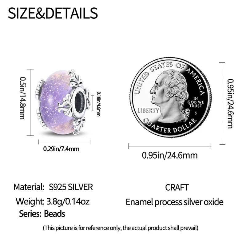 925 Sterling Silver Round Colored Zircon Spacer Beads – Fits Pandora Original Bracelets DIY Exquisite Party Jewelry