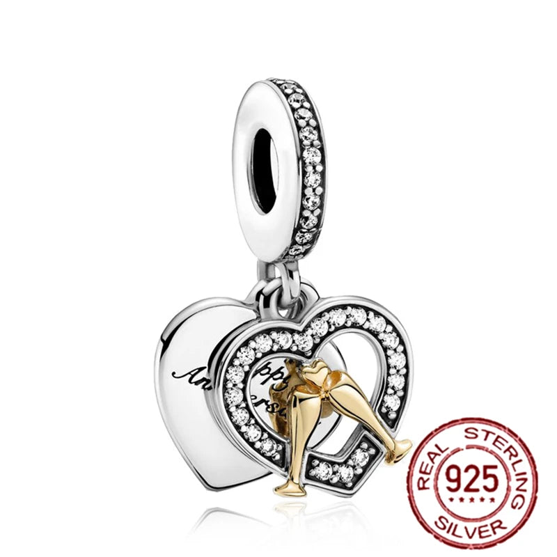 925 Sterling Silver Angel Wings & Swan of Love Heart Charms – Fit Pandora Bracelet DIY Women’s Jewelry Gift