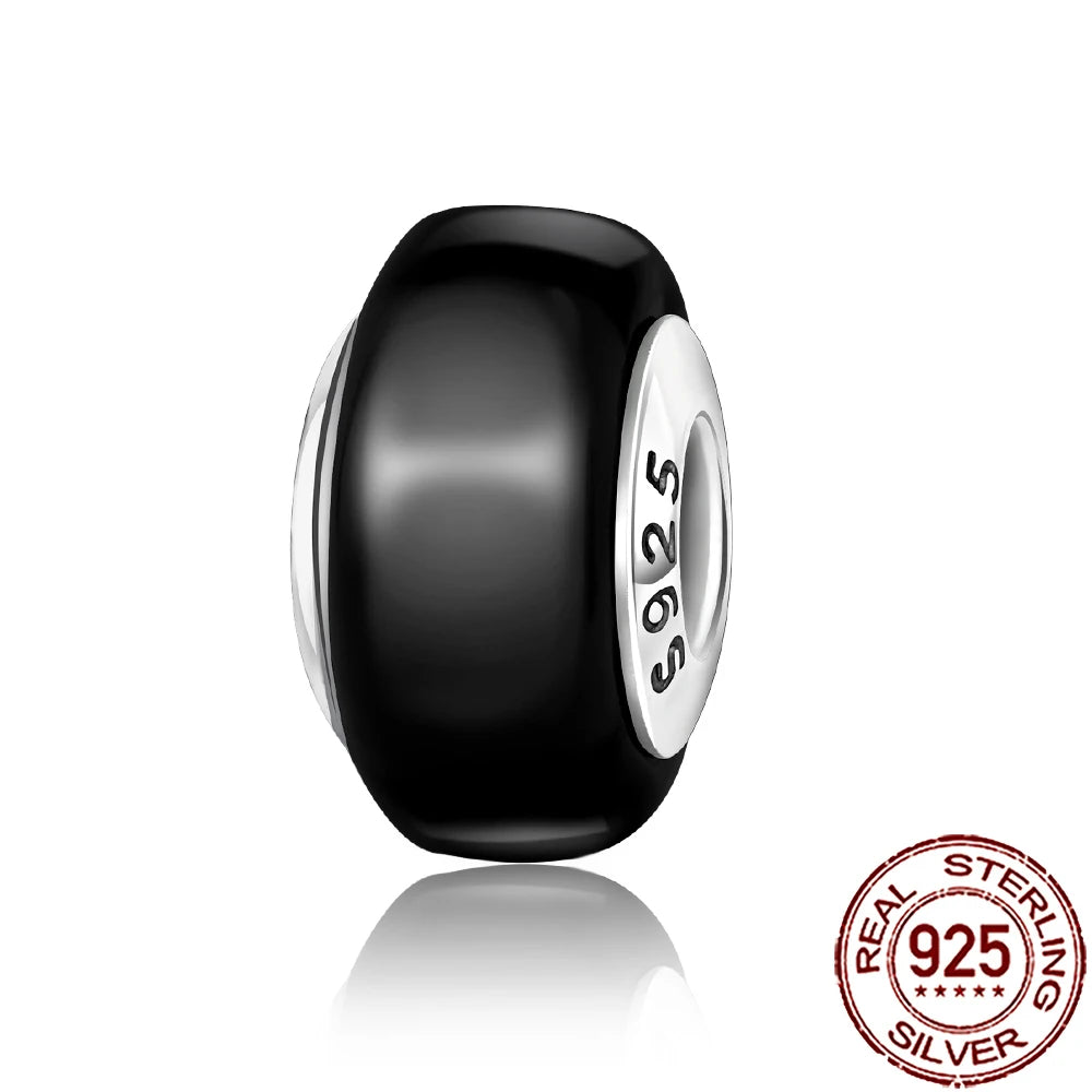 New 925 Sterling Silver Pink Daisy Murano Glass Charm | Cold Enamel Bead Fit Pandora Bracelet & Necklace