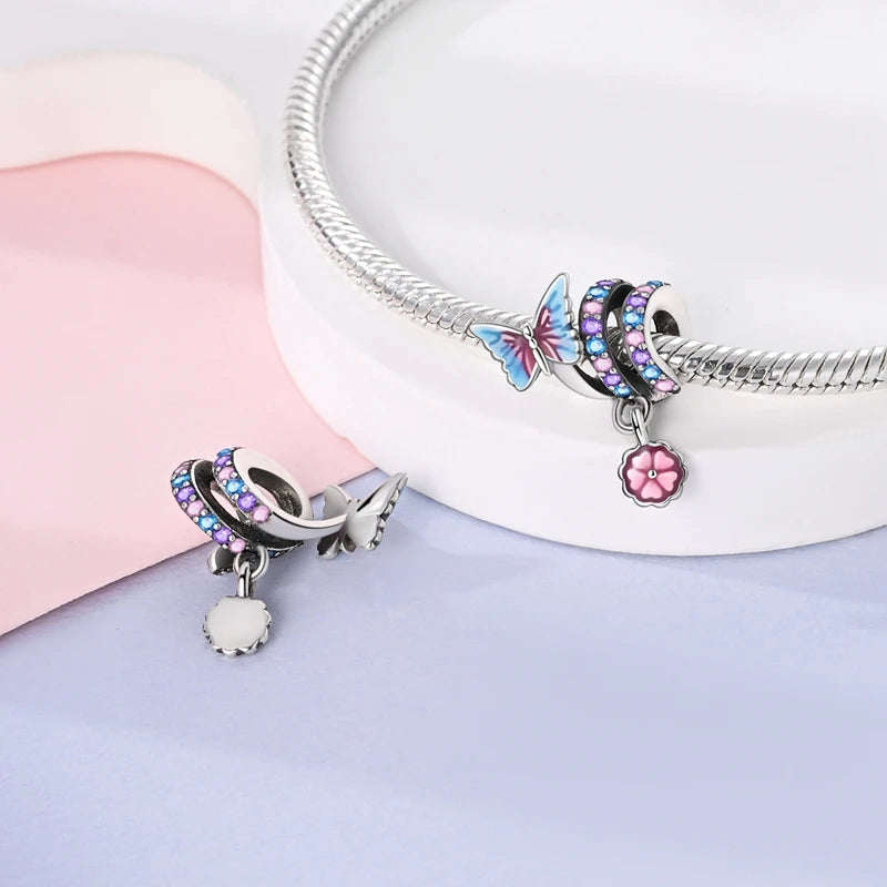 925 Sterling Silver Flying Bird & Butterfly Safety Chain Charm Beads for Original 3mm Bracelet – DIY Jewelry Gift