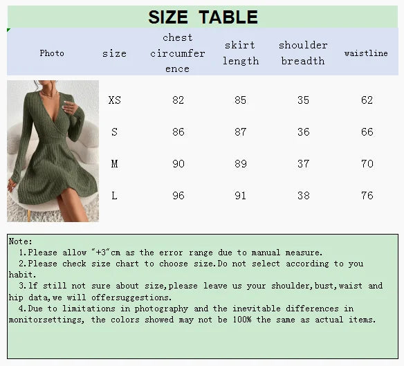 Women’s Slim Fit V-Neck Knit Dress – Long Sleeve Autumn Winter Sexy Bodycon Sweater Midi Dress, Casual Solid Color