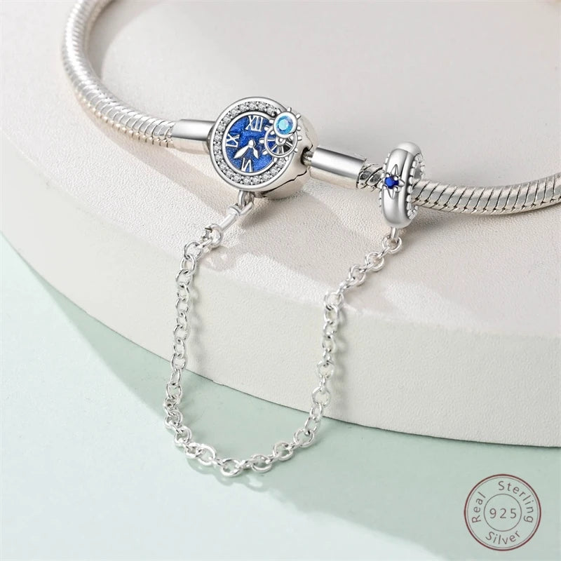 925 Sterling Silver Rainbow Leather Braided Bracelet | Eternal Love Stars & Moon Charm – DIY Women’s Beaded Jewelry Gift