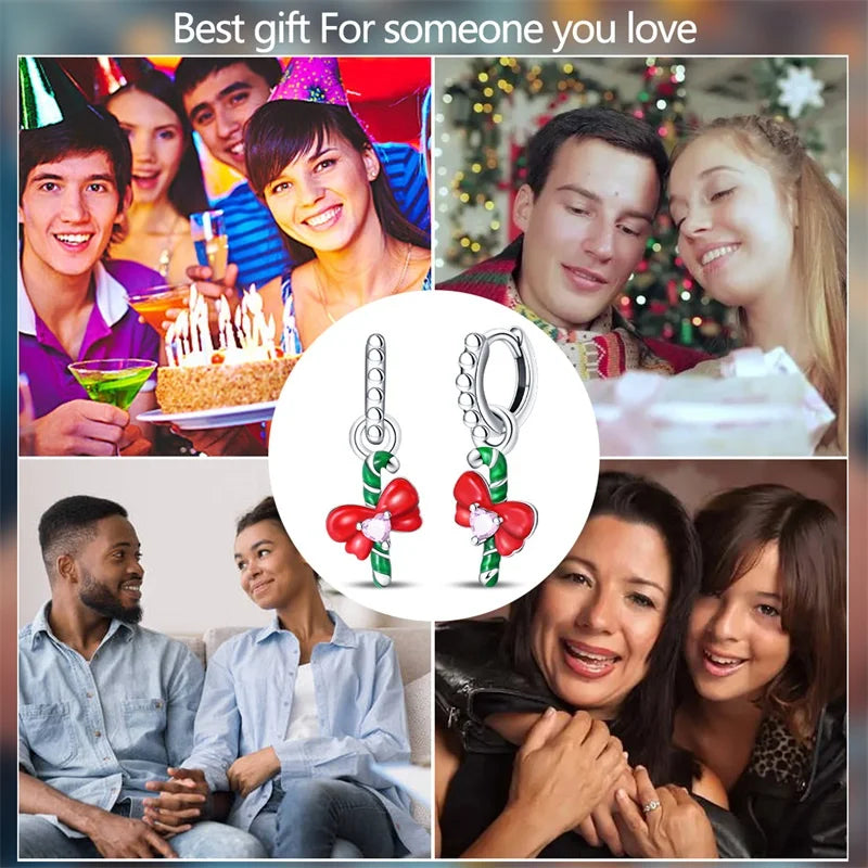 S925 Silver 🎄 Christmas Bell & Flower Earrings 💎 Holiday Gift for Women