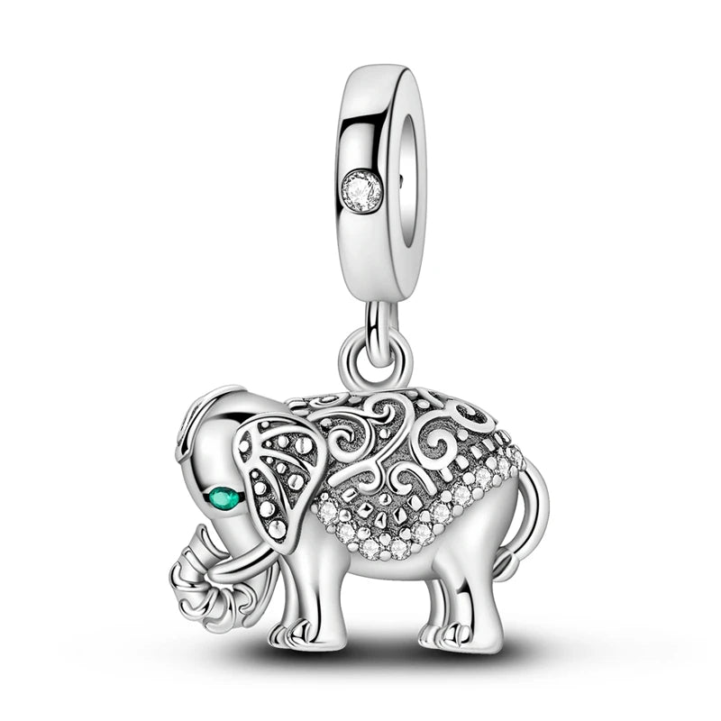 2025 Hot Sale 925 Sterling Silver Retro Elephant Dangle Charm Bead Fit Pandora Bracelet & Necklace2025 Hot Sale 925 Sterling Silver Retro Elephant Dangle Charm Bead Fit Pandora Bracelet & Necklace