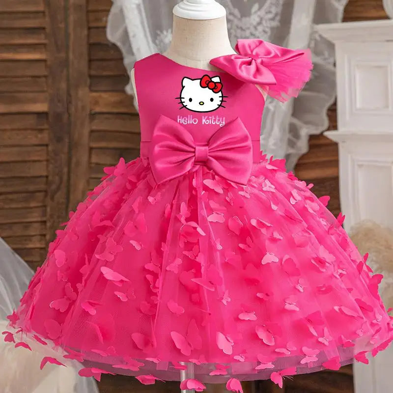 Hello Kitty Girls Princess Butterfly Dress – Toddler Birthday, Wedding & Christmas Party Luxury Gown for Kids