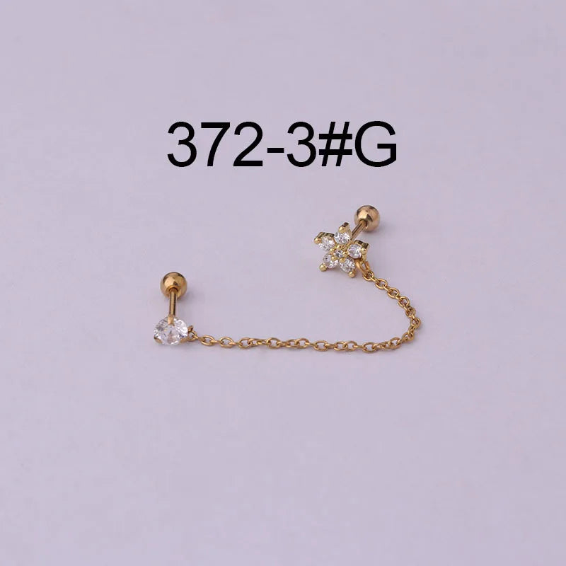 Women’s Punk Rock Helix Ear Cuff with Long Chain | Surgical Steel Fake Cartilage Hoop Earrings Set