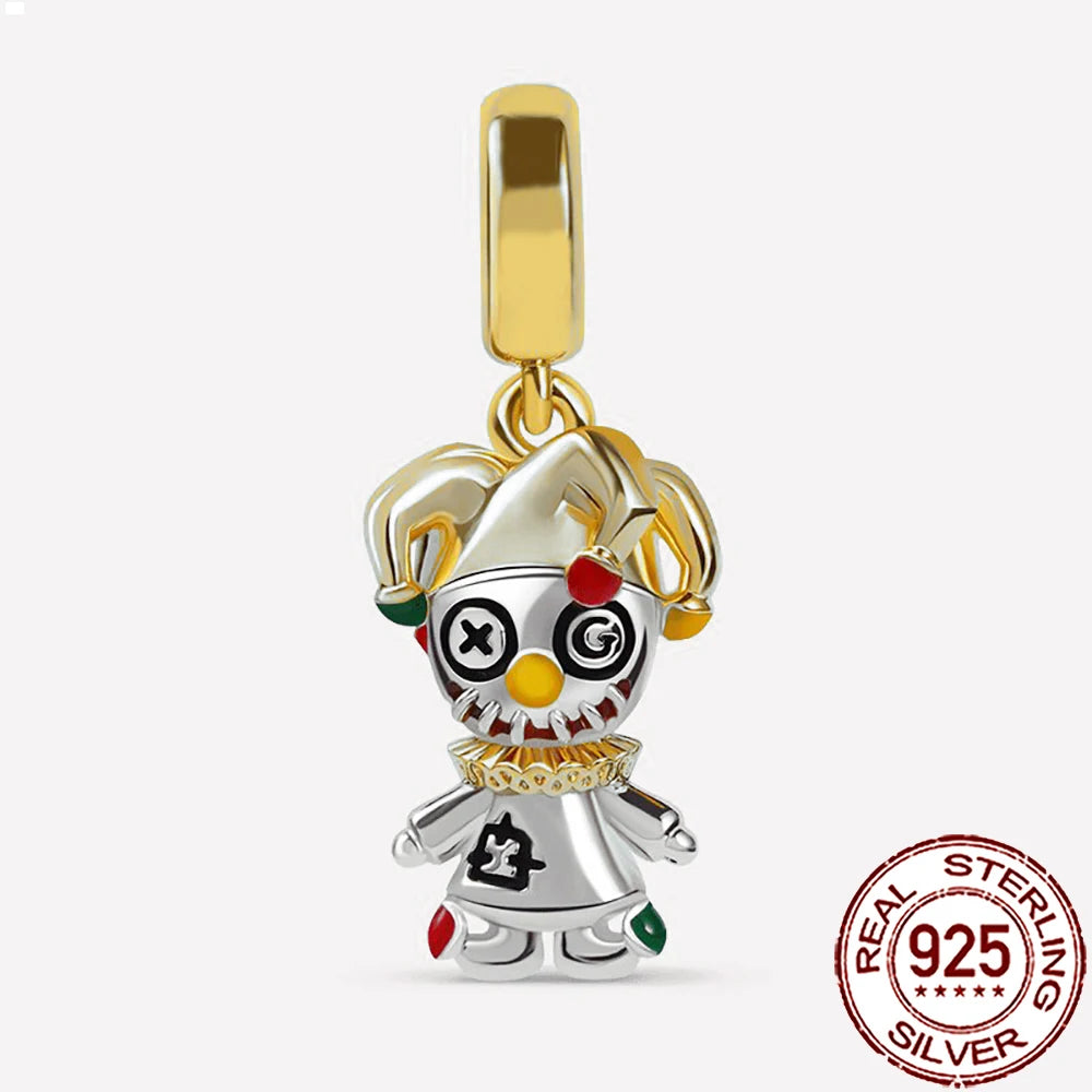 Gothic 925 Sterling Silver Grim Reaper Skull Charm Bead Fit Pandora Bracelet