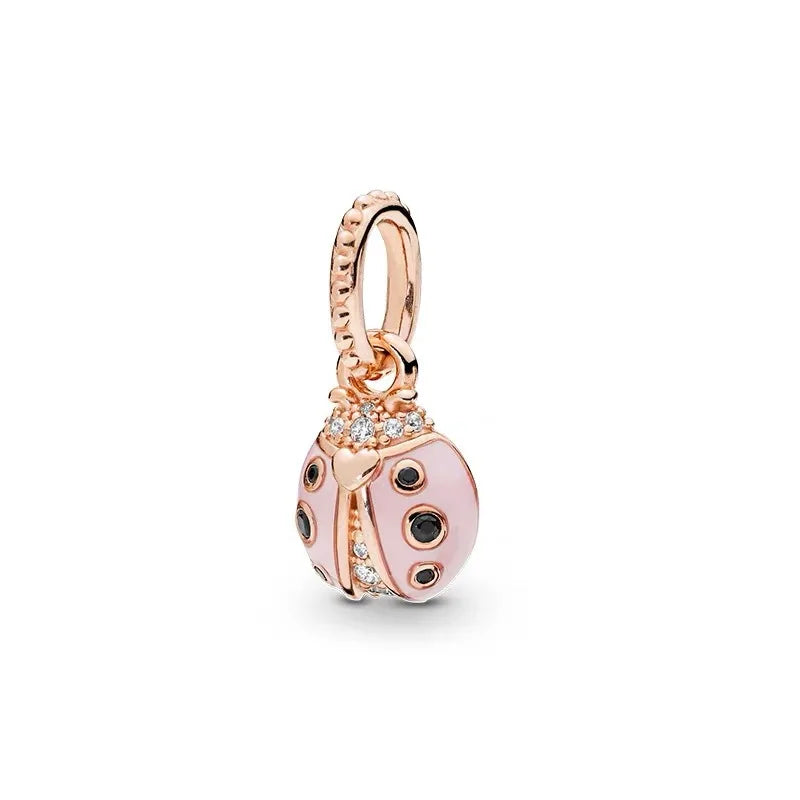 Hot Selling Rose Gold Firefly & Key Pendant Bead | 925 Sterling Silver Charm for Original European Bracelet