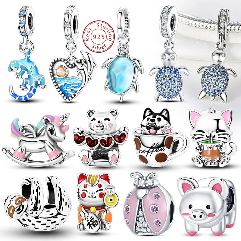 Cute Animal Puppy & Cat Charms | Fit Original 925 Sterling Silver Bracelet – DIY Women’s Fine Jewelry Beads