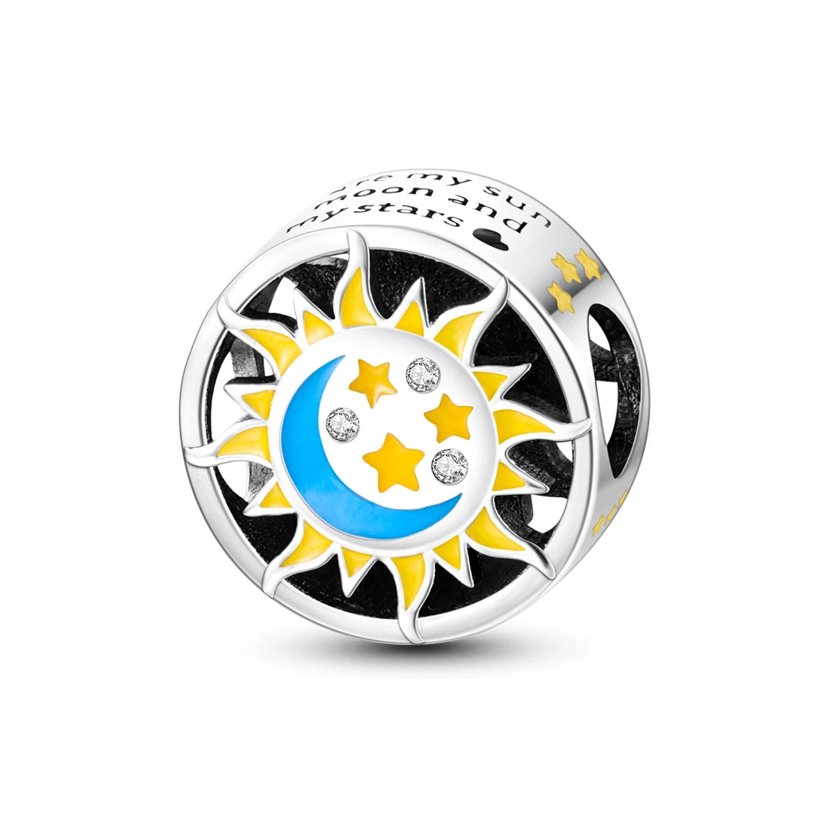 Silver Plated Colorful Glowing Moon & Stars Rainbow Dangle Charms | Fit Original Bracelet & Necklace | Women’s Jewelry Beads