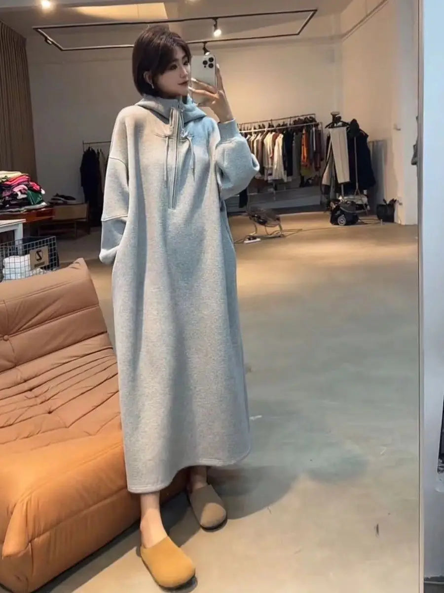 plus Size Materni Dr Sweatirt Dr Autumn Winter Straight Cut Long Dr Women's Lazy Sle 300 Pou Fat MM