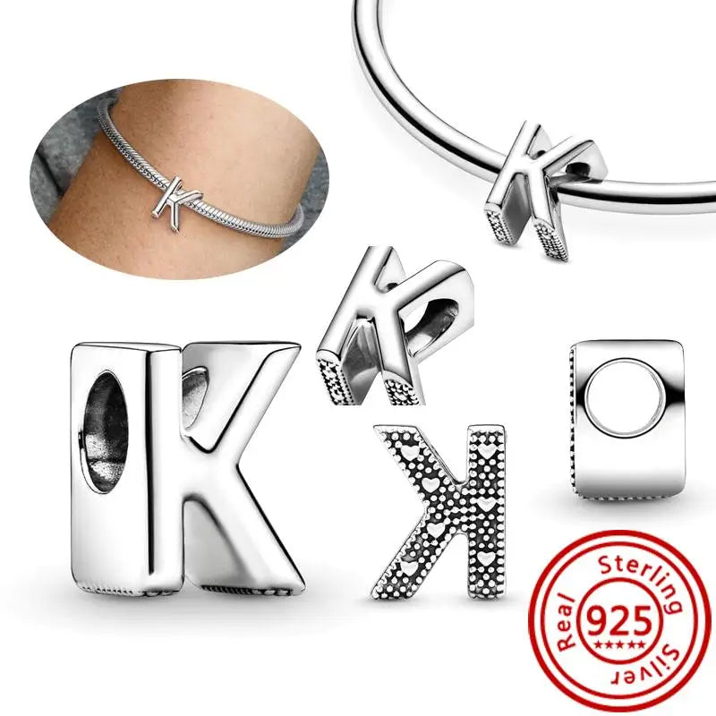 925 Sterling Silver A–Z Alphabet Letter Charms | Gold & Silver Beads for Women DIY Bracelet Jewelry