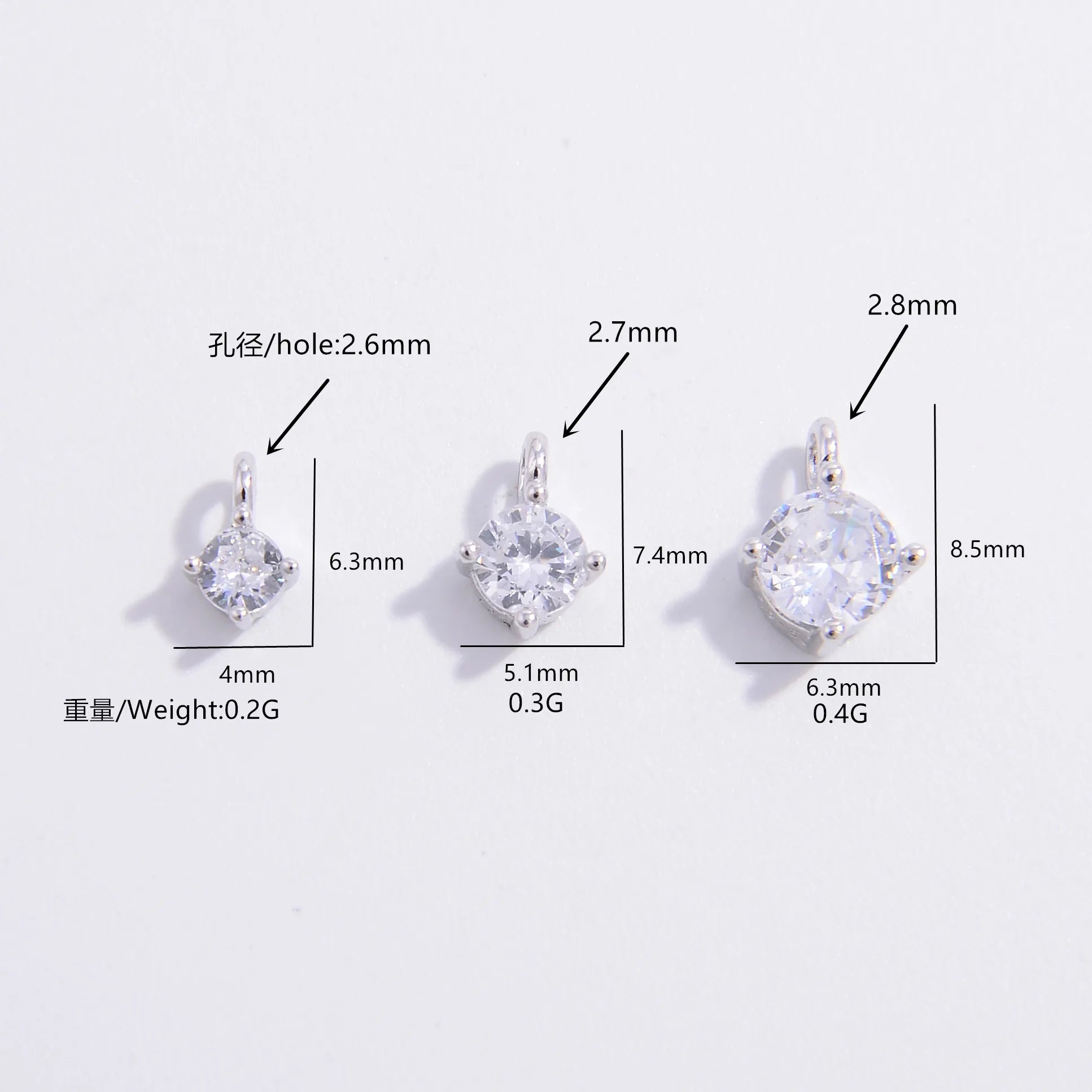 S925 Sterling Silver Round Zirconia Pendant – Gold Plated Charm for Necklace Chain DIY Fine Jewelry Making SD3