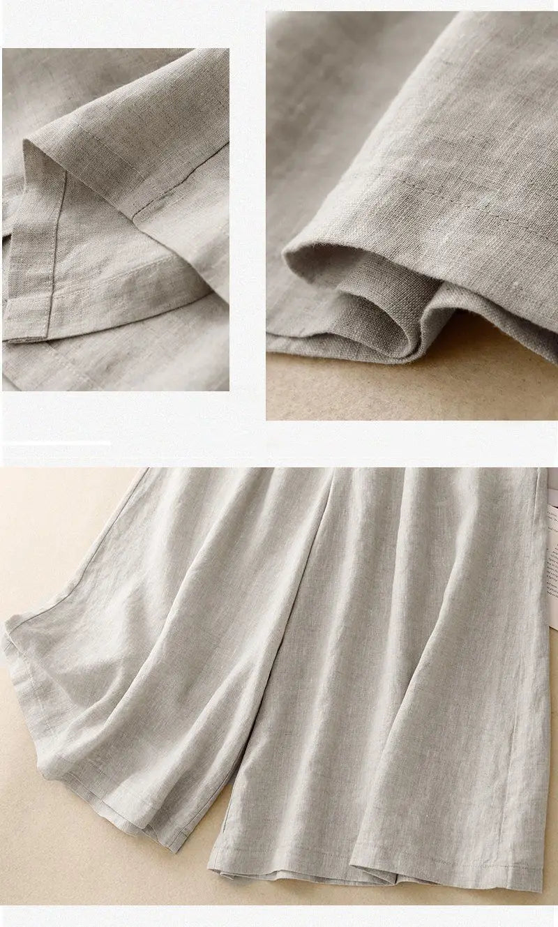 Casual Cotton Linen Pants for Women | Vintage Wide Leg Joggers | Summer Fashion Capri Sweatpants