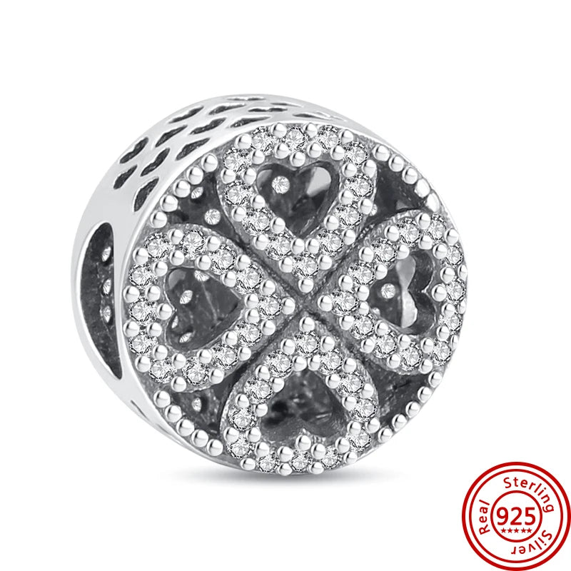 925 Sterling Silver Heart Pave Zircon Family Tree Charm | Fits Original Bracelet Women’s Luxury Jewelry Gift