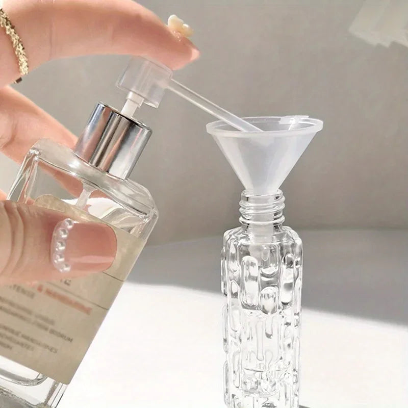 4PCS Transparent Glass Perfume Spray Bottles – Empty Refillable Mini Spray Bottles with Lids | Portable Travel Sub-Bottles