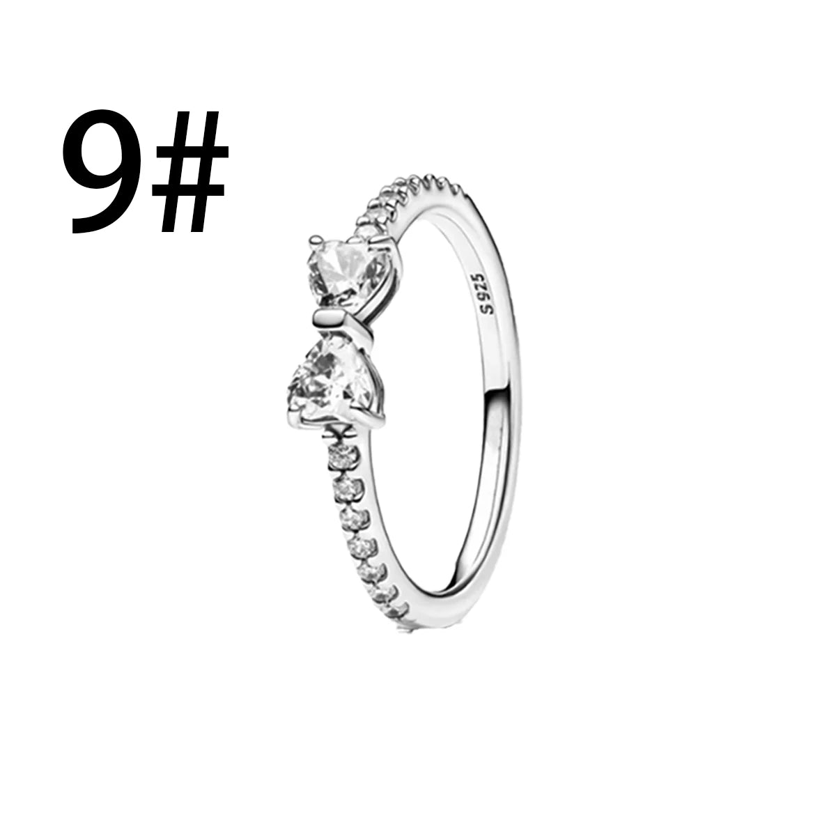 925 Sterling Silver Colorful Bow Necklace Ring Earring Set Crystal Jewelry for Women Gift