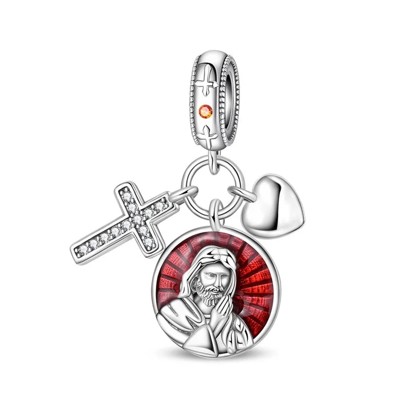 Religious Jesus Cross Pendant | 925 Sterling Silver Bible Scriptures Charm for Women DIY Bracelets