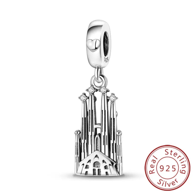 Original 925 Sterling Silver Paris Tower & Travel Charms – DIY Bracelet & Pendant Jewelry