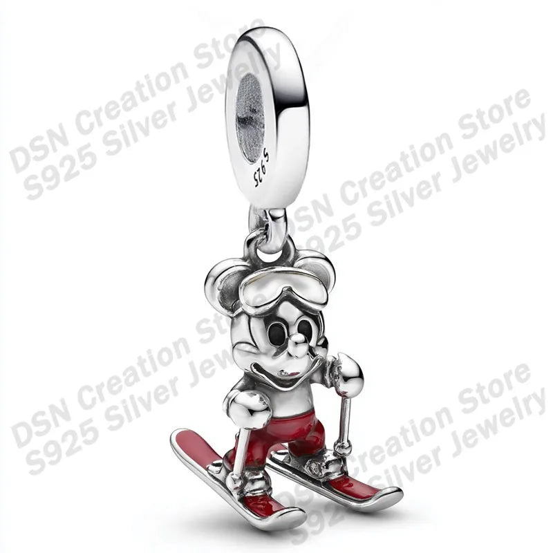 925 Sterling Silver Disney Charms | Stitch, Mickey & Cheshire Cat Beads for Original Bracelet Halloween Jewelry Gift