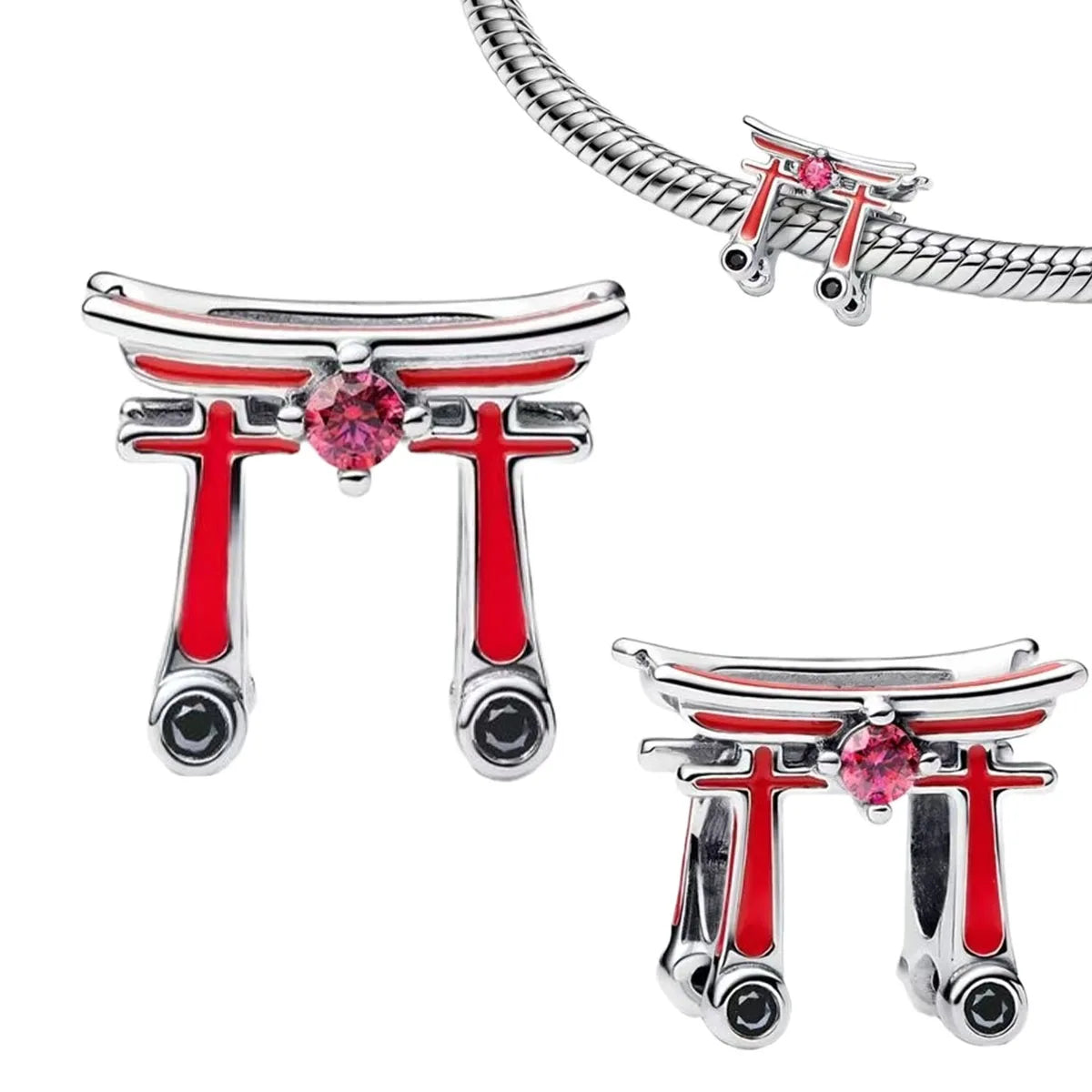 925 Sterling Silver Red Heart Charms | Apple, Rose & Gift Box Beads Fit Original Bracelet Necklace Women Jewelry