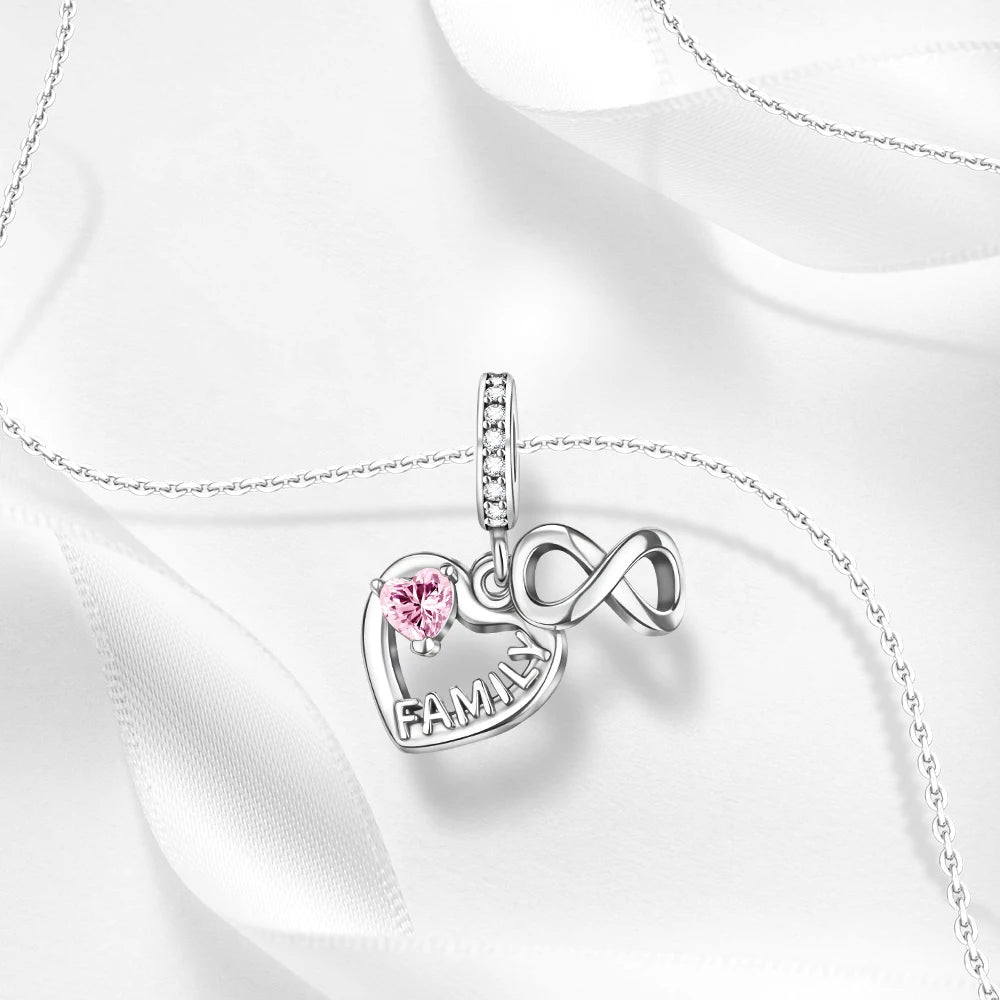 2025 New 925 Sterling Silver Family Love Heart Charm Beads | Sister, Daughter & Mother Pendant for Bracelets & DIY Jewelry
