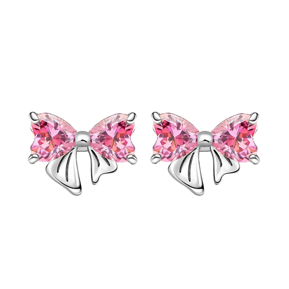 2024 New 925 Sterling Silver Bow Tie Jewelry Set | Zircon Ring, Earrings, Bracelet & Necklace for Women Gift