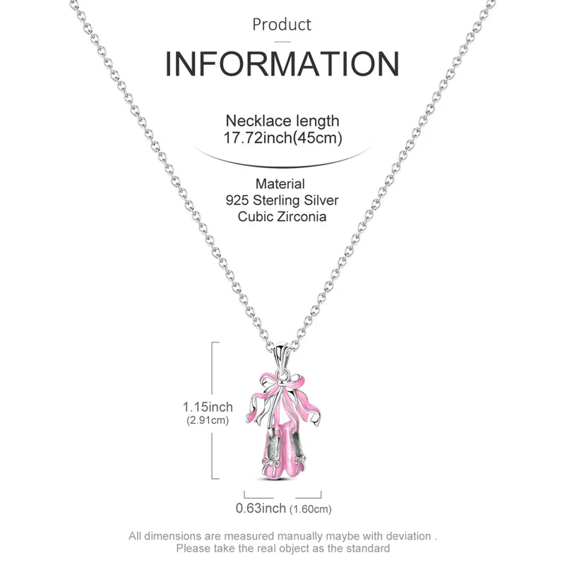 925 Sterling Silver Pink Heart & Infinity Necklace for Women Engagement Jewelry Gift