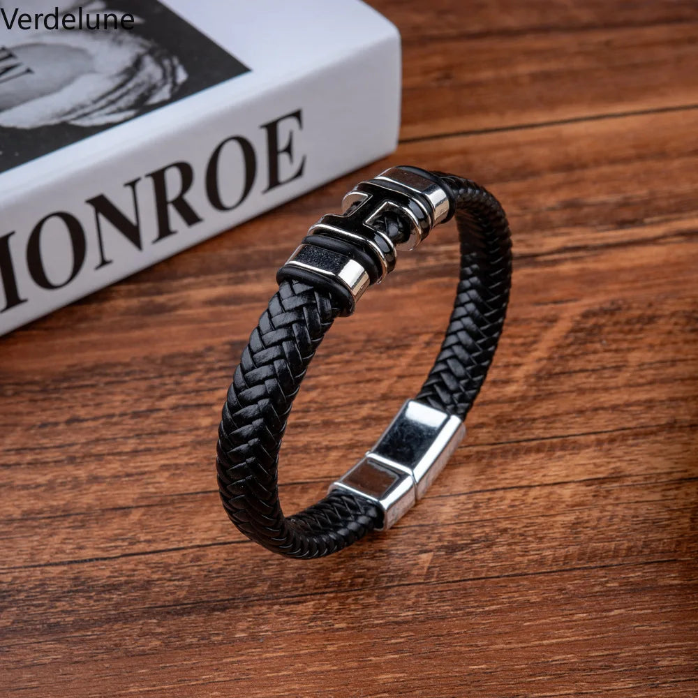 Men's Letter H Bracelet with Magnetic Clasp Trendy Initial Jewelry