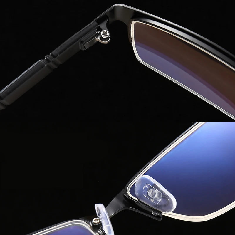 Metal Anti-Blue Light Reading Glasses for Men – Business Farsighted Eyewear Diopter 0 to +4.0