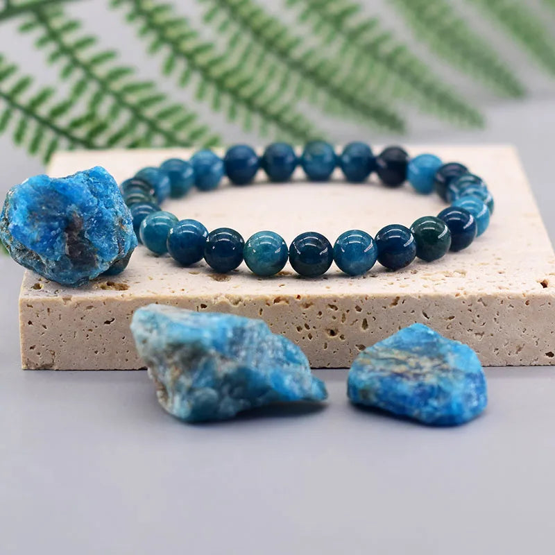 Original Reiki Blue Apatite Natural Stone Bracelet – Men & Women Healing Energy Jewelry for Health & Enthusiasm